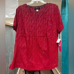 Koi/Women’s V-Neck Print Scrub Top/2X